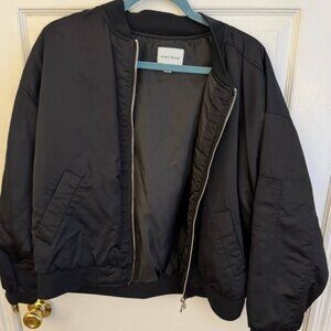 Pink Rose Black Bomber Jacket